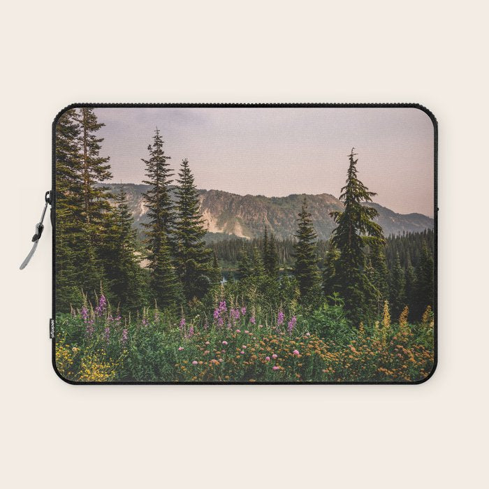 Mount Rainier Wildflower Adventure - National Park Wanderlust Laptop Sleeve Gallery Image 1
