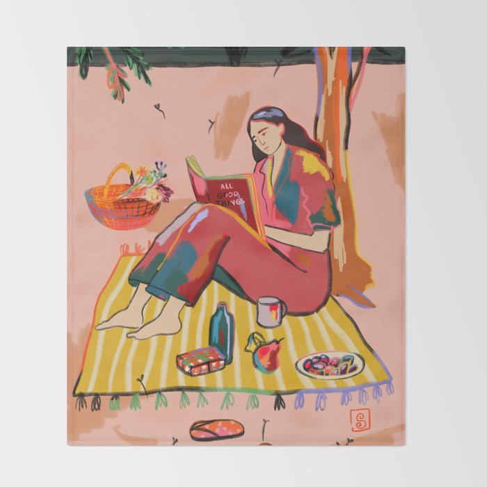 AUTUMN PICNIC IN A PARK Throw Blanket Gallery Image 2