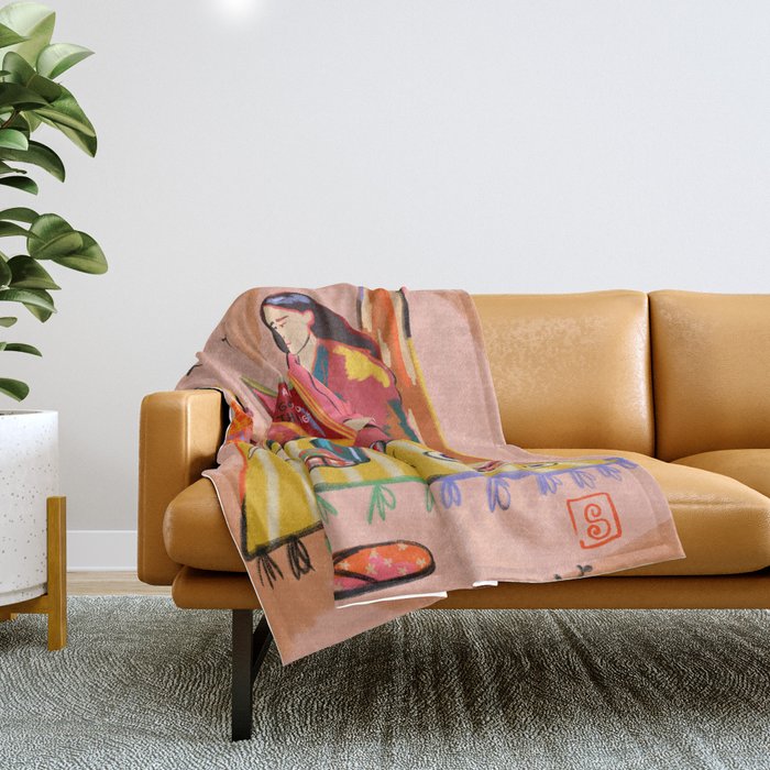 AUTUMN PICNIC IN A PARK Throw Blanket Gallery Image 1