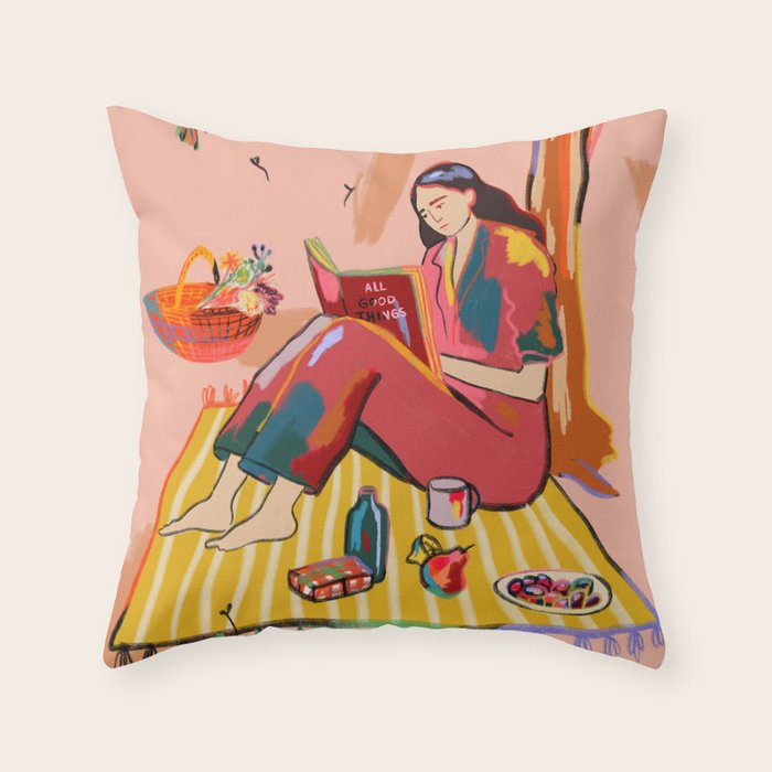 AUTUMN PICNIC IN A PARK Throw Pillow Gallery Image 6