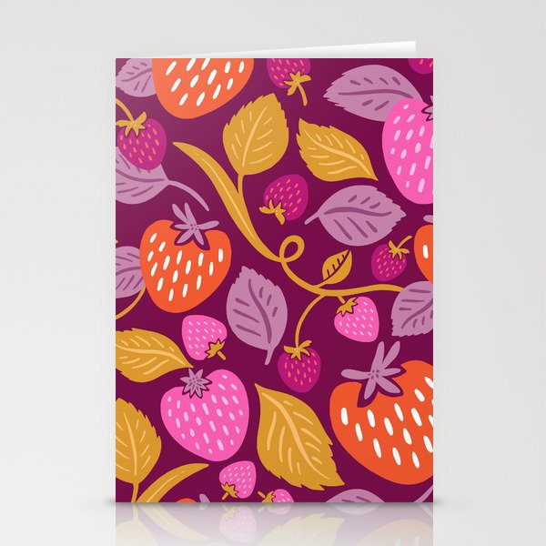 Strawberry Fields - Magenta Gold Stationery Card Gallery Image 2