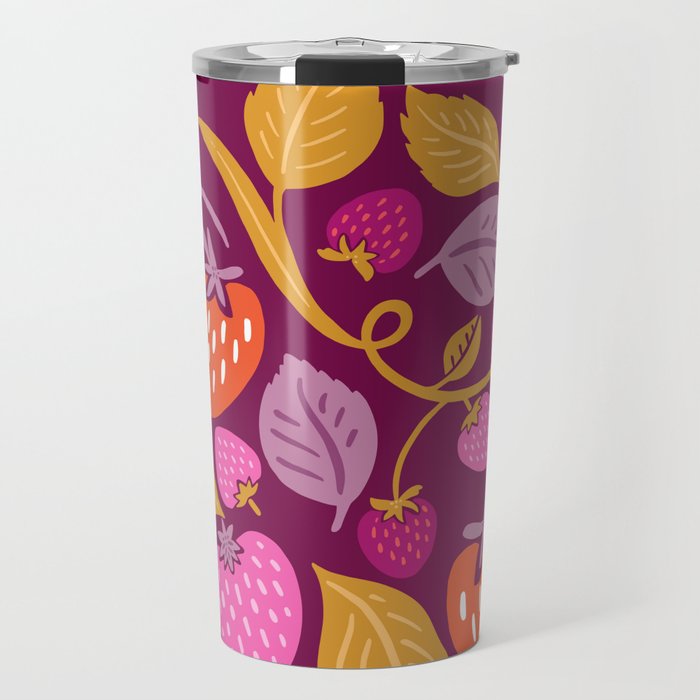 Strawberry Fields - Magenta Gold Travel Mug Gallery Image 1