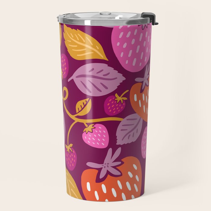 Strawberry Fields - Magenta Gold Travel Mug Gallery Image 2