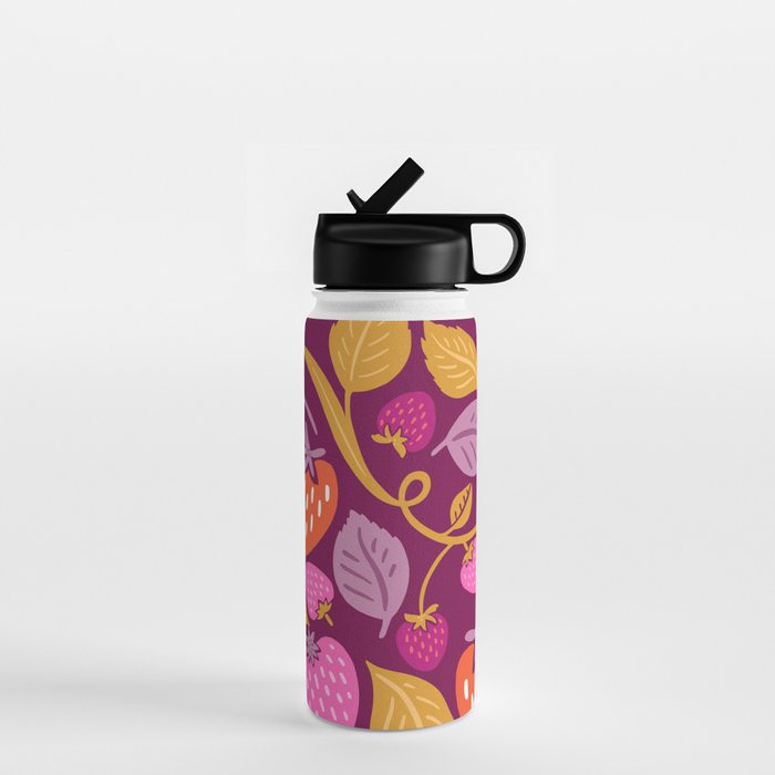 Strawberry Fields - Magenta Gold Water Bottle Gallery Image 1