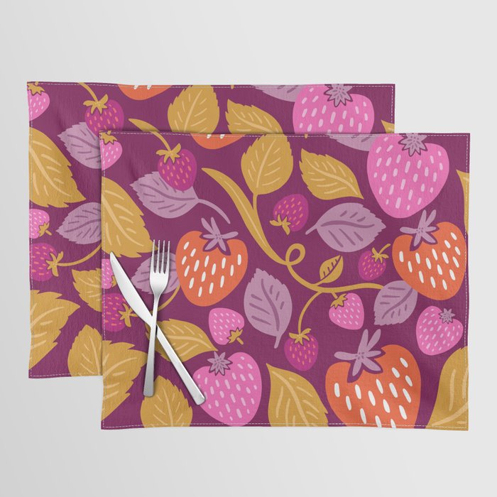 Strawberry Fields - Magenta Gold Placemat Gallery Image 1