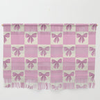 Elegant Pink Bow Checkerboard Pattern Wall Hanging Gallery Image 1