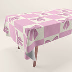 Elegant Pink Bow Checkerboard Pattern Tablecloth Gallery Image 1