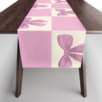 Elegant Pink Bow Checkerboard Pattern Table Runner Gallery Image 1