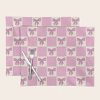Elegant Pink Bow Checkerboard Pattern Placemat Gallery Image 1