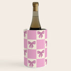 Elegant Pink Bow Checkerboard Pattern Wine Chiller Gallery Image 3