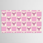 Elegant Pink Bow Checkerboard Pattern Tablecloth Gallery Image 2