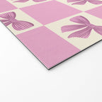 Elegant Pink Bow Checkerboard Pattern Welcome Mat Gallery Image 2