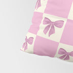 Elegant Pink Bow Checkerboard Pattern Pillow Sham Gallery Image 4