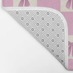 Elegant Pink Bow Checkerboard Pattern Bath Mat Gallery Image 2