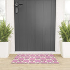 Elegant Pink Bow Checkerboard Pattern Welcome Mat Gallery Image 3