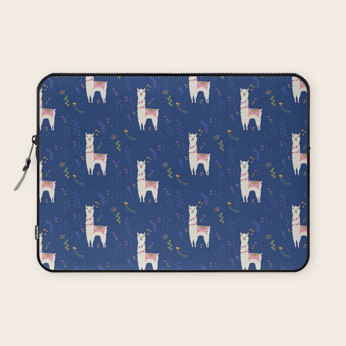 Llama on Blue Laptop Sleeve Gallery Image 1