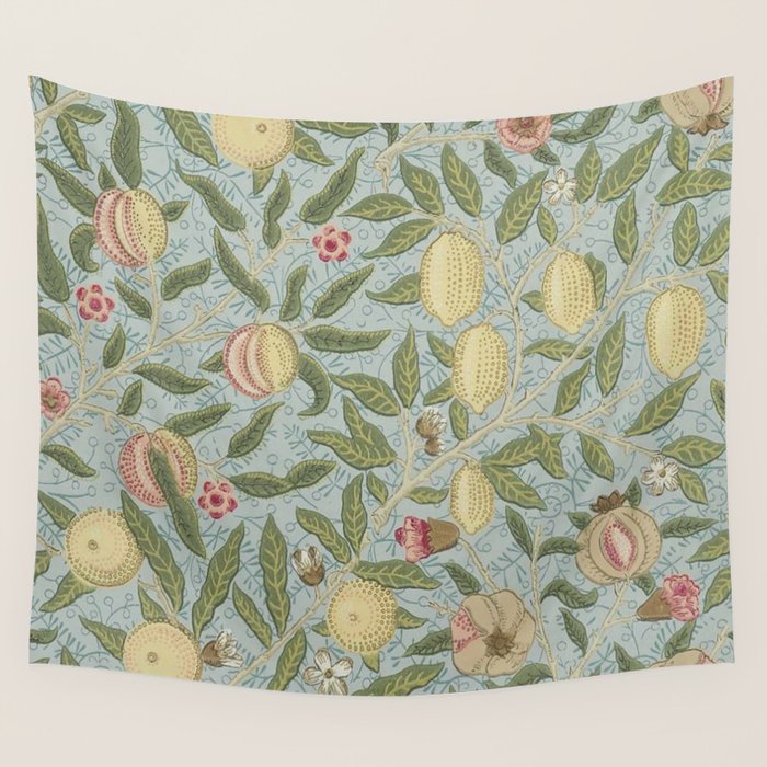 William Morris Vintage Fruit Slate Thyme Wall Tapestry Gallery Image 1