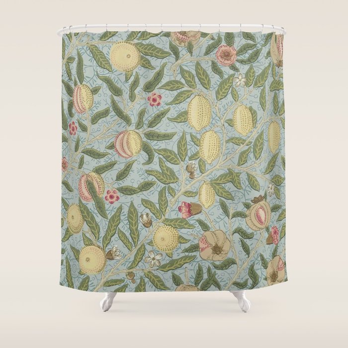 William Morris Vintage Fruit Slate Thyme Shower Curtain Gallery Image 1