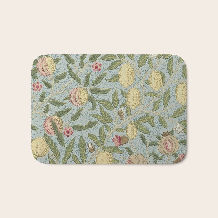William Morris Vintage Fruit Slate Thyme Bath Mat Gallery Image 1