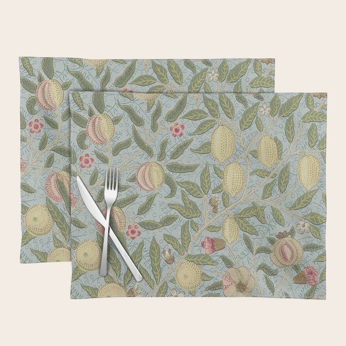 William Morris Vintage Fruit Slate Thyme Placemat Gallery Image 1