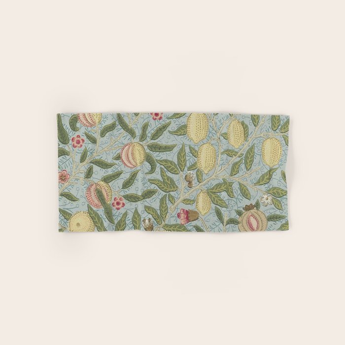 William Morris Vintage Fruit Slate Thyme Bath Towel Gallery Image 1