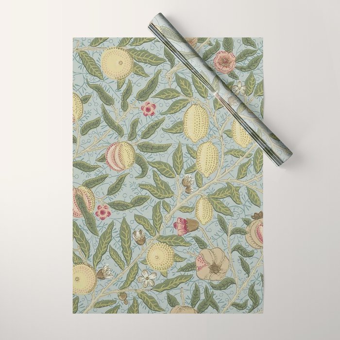 William Morris Vintage Fruit Slate Thyme Wrapping Paper Gallery Image 1