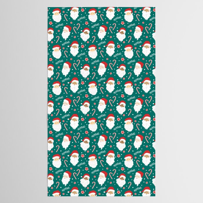 Peppermint Santas on Vivid Teal Tablecloth Gallery Image 2