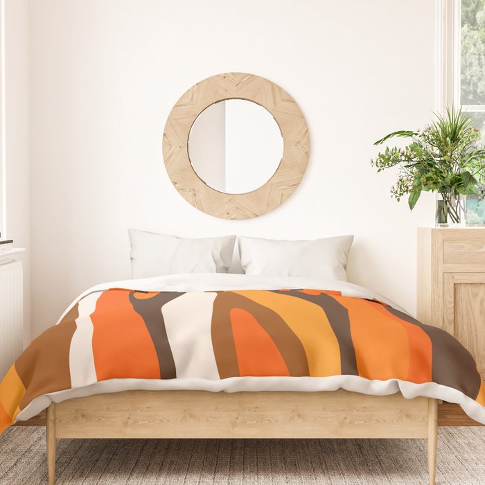 Wild Stripes Abstract Pattern in 70s Brown and Orange Duvet Cover Gallery Image 3
