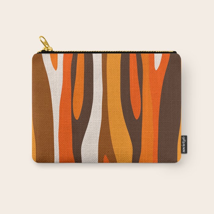 Wild Stripes Abstract Pattern in 70s Brown and Orange Carry All Pouch Gallery Image 1