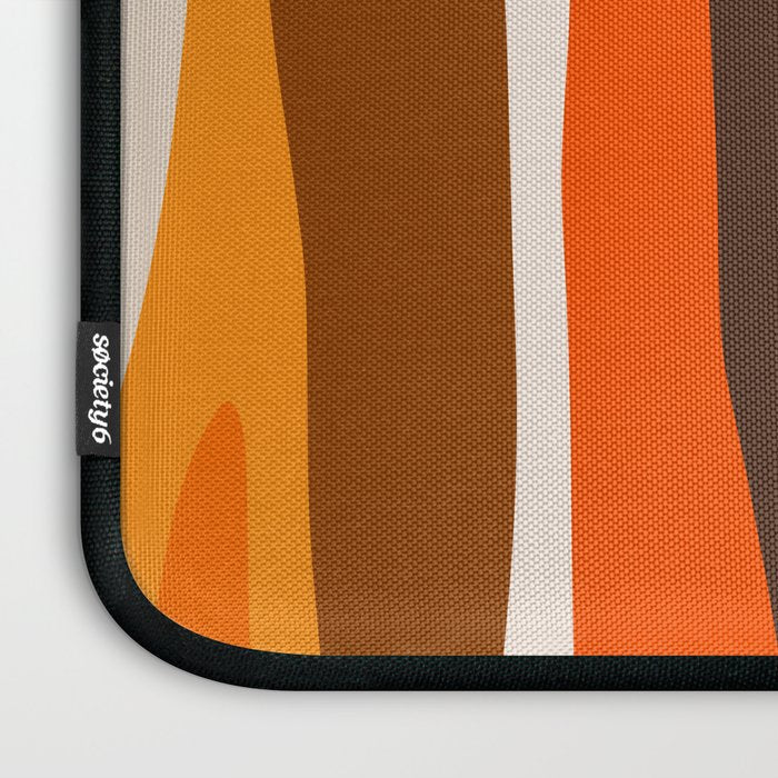 Wild Stripes Abstract Pattern in 70s Brown and Orange Laptop Sleeve Gallery Image 3