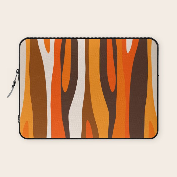 Wild Stripes Abstract Pattern in 70s Brown and Orange Laptop Sleeve Gallery Image 1