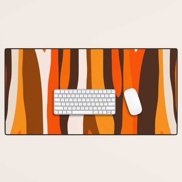 Wild Stripes Abstract Pattern in 70s Brown and Orange Desk Mat Gallery Image 1