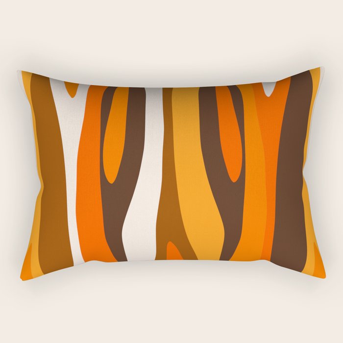 Wild Stripes Abstract Pattern in 70s Brown and Orange Rectangular Pillow Gallery Image 1