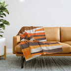 Wild Stripes Abstract Pattern in 70s Brown and Orange Throw Blanket Gallery Image 1