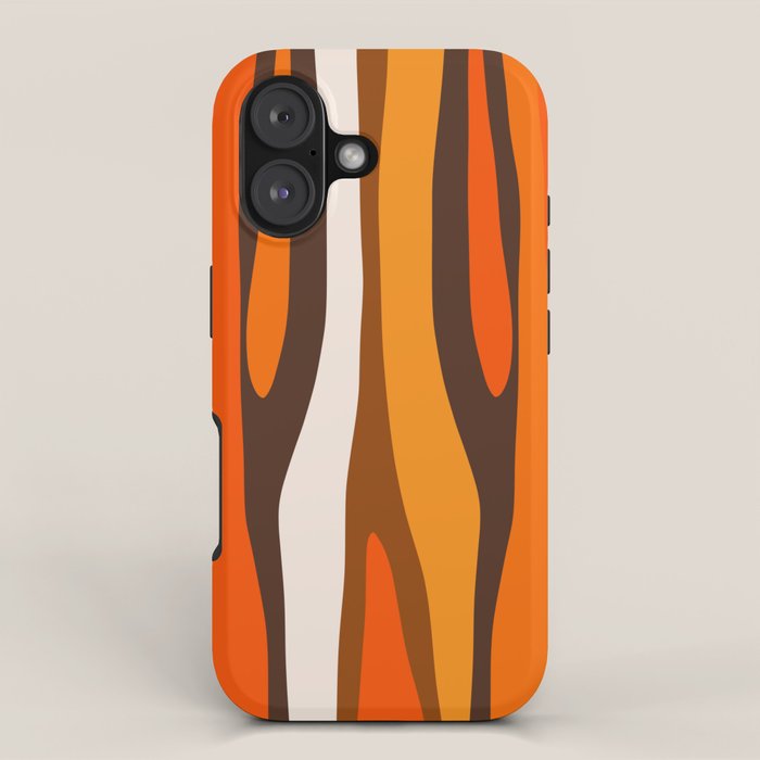 Wild Stripes Abstract Pattern in 70s Brown and Orange iPhone Case Gallery Image 1