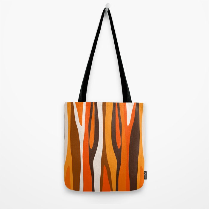 Wild Stripes Abstract Pattern in 70s Brown and Orange Tote Bag Gallery Image 2