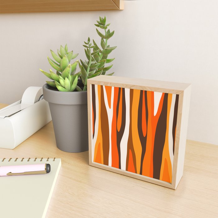 Wild Stripes Abstract Pattern in 70s Brown and Orange Mini Art Print Gallery Image 2