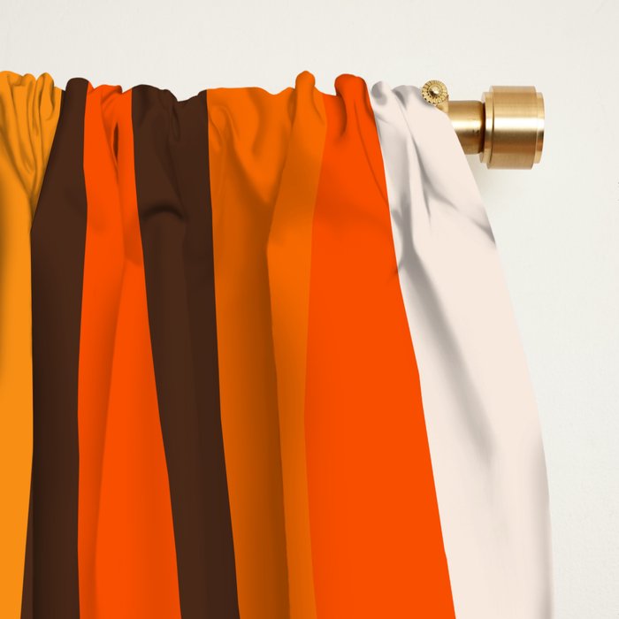 Wild Stripes Abstract Pattern in 70s Brown and Orange Window Curtain Gallery Image 2