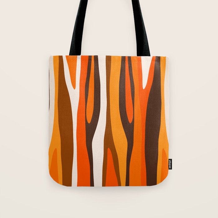 Wild Stripes Abstract Pattern in 70s Brown and Orange Tote Bag Gallery Image 1