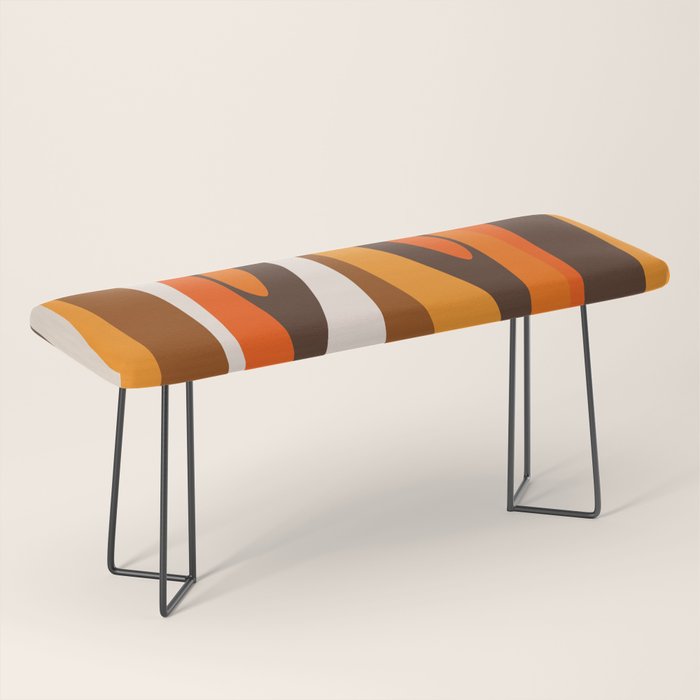 Wild Stripes Abstract Pattern in 70s Brown and Orange Bench Gallery Image 1