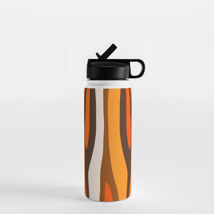 Wild Stripes Abstract Pattern in 70s Brown and Orange Water Bottle Gallery Image 1