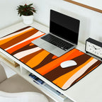 Wild Stripes Abstract Pattern in 70s Brown and Orange Desk Mat Gallery Image 2