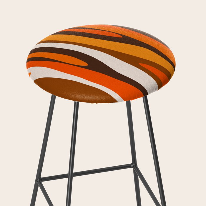 Wild Stripes Abstract Pattern in 70s Brown and Orange Stool Gallery Image 2