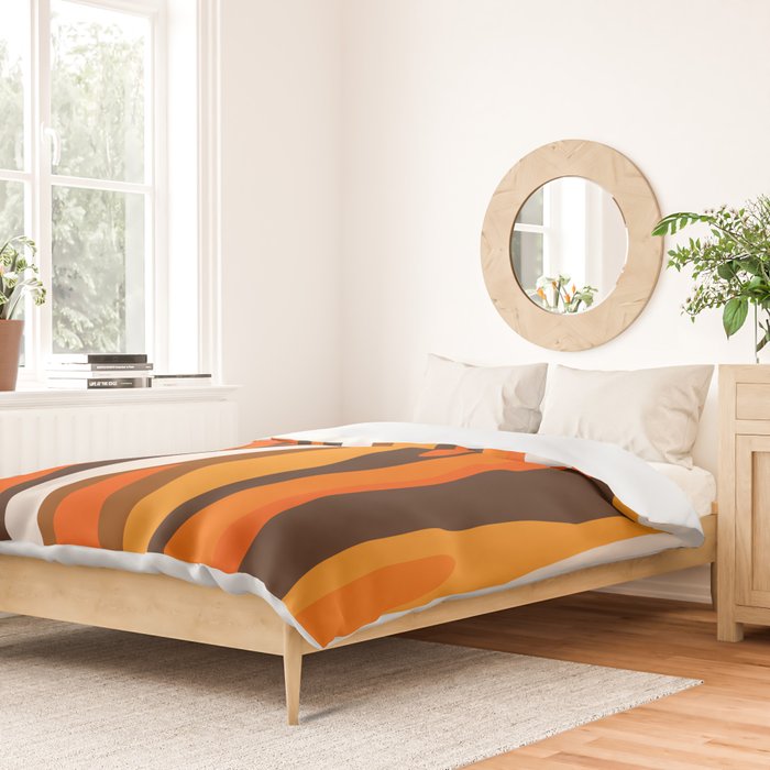 Wild Stripes Abstract Pattern in 70s Brown and Orange Duvet Cover Gallery Image 2