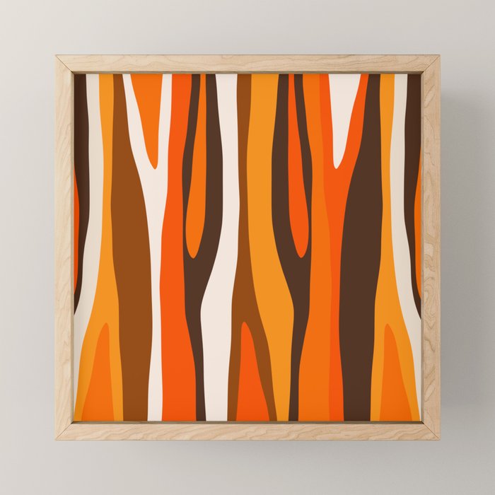 Wild Stripes Abstract Pattern in 70s Brown and Orange Mini Art Print Gallery Image 1