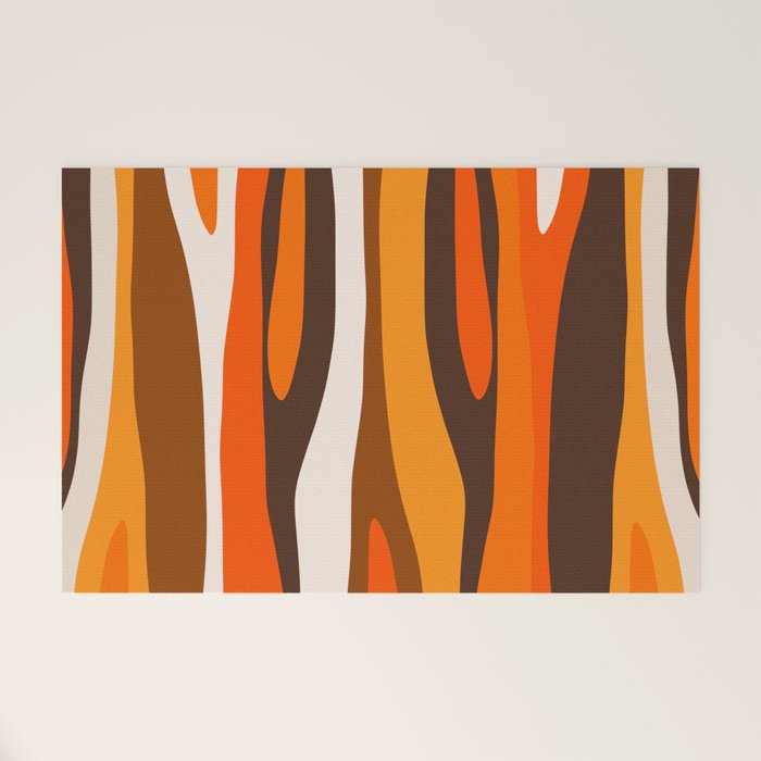 Wild Stripes Abstract Pattern in 70s Brown and Orange Welcome Mat Gallery Image 1