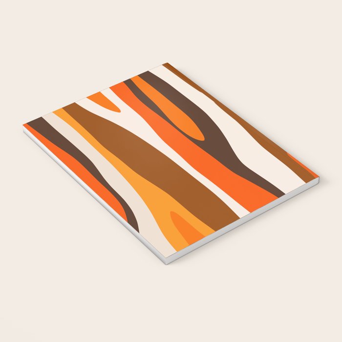 Wild Stripes Abstract Pattern in 70s Brown and Orange Notebook Gallery Image 3