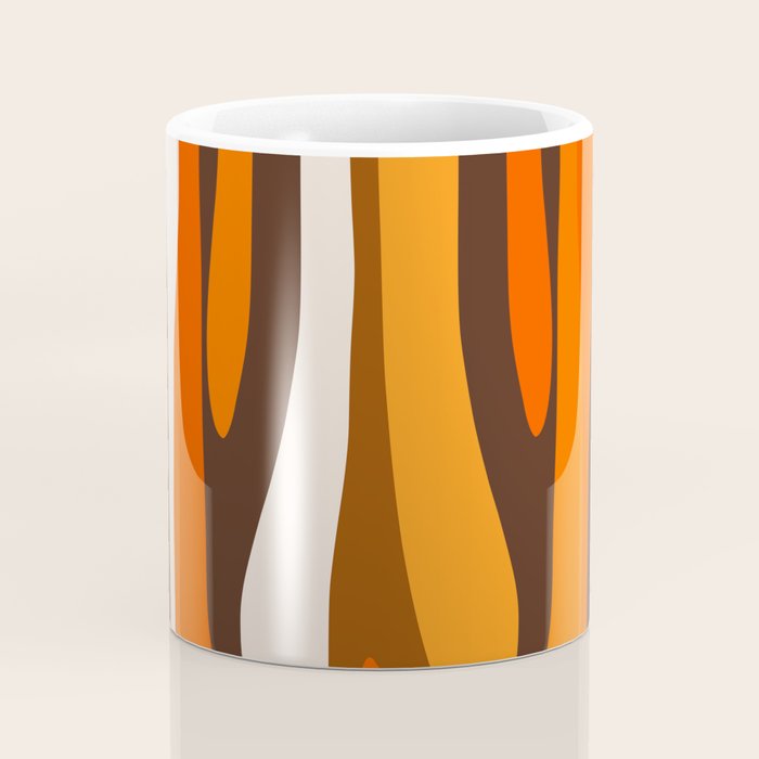 Wild Stripes Abstract Pattern in 70s Brown and Orange Coffee Mug Gallery Image 4