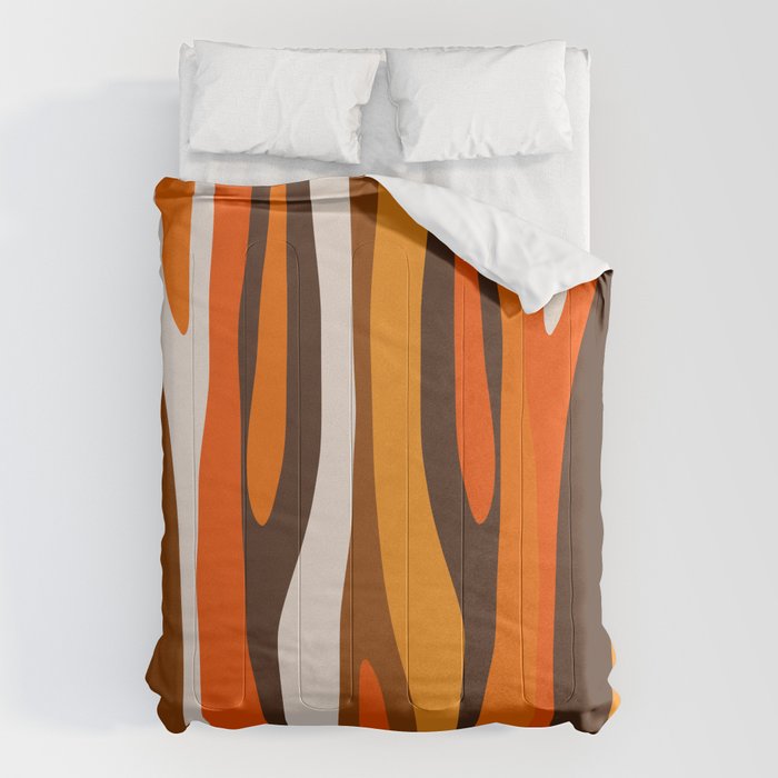 Wild Stripes Abstract Pattern in 70s Brown and Orange Comforter Gallery Image 6