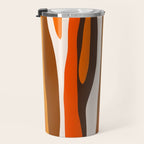 Wild Stripes Abstract Pattern in 70s Brown and Orange Travel Mug Gallery Image 3
